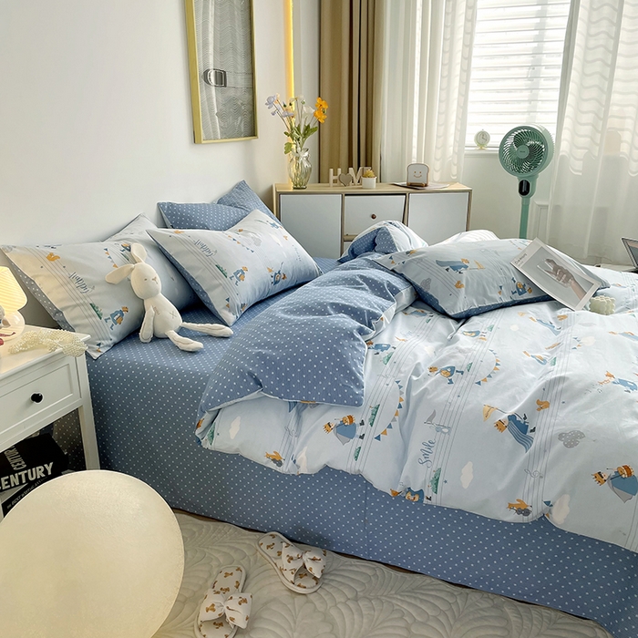 91家纺网 家纺一手货源 找家纺 千朵 2023新款13372全棉印花四件套 小王子