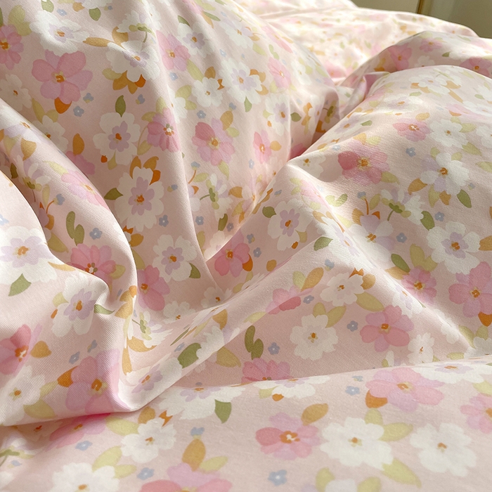 91家纺网 家纺一手货源 找家纺 千朵 2023新款13372全棉印花四件套 樱花粉