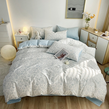 91家纺网 家纺一手货源 找家纺 千朵 2023新款13372全棉印花四件套 爱满园兰