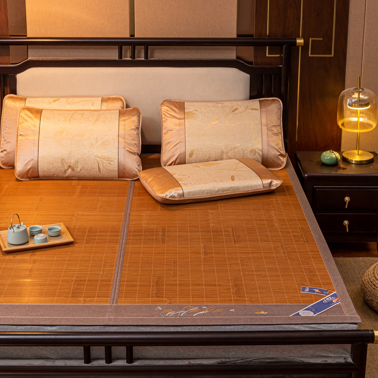 91家纺网 家纺一手货源 找家纺 （总）新月家纺 2023新款夏凉双面席2.6对节竹青凉席