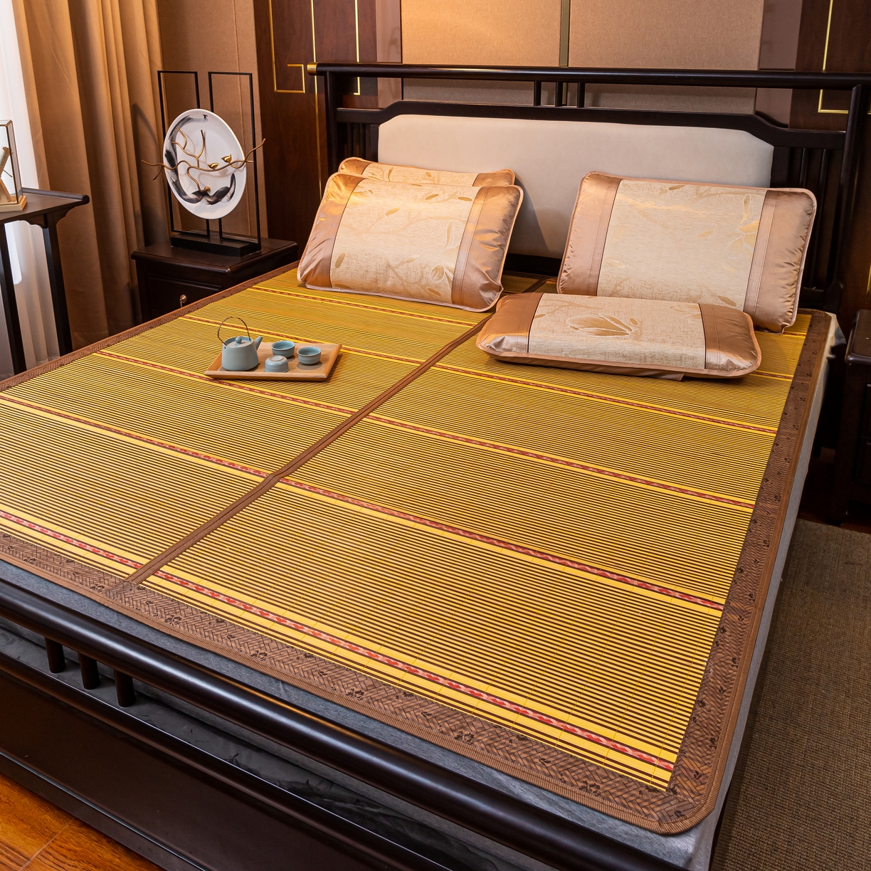 91家纺网 家纺一手货源 找家纺 （总）新月家纺 2023新款金砖木纹席