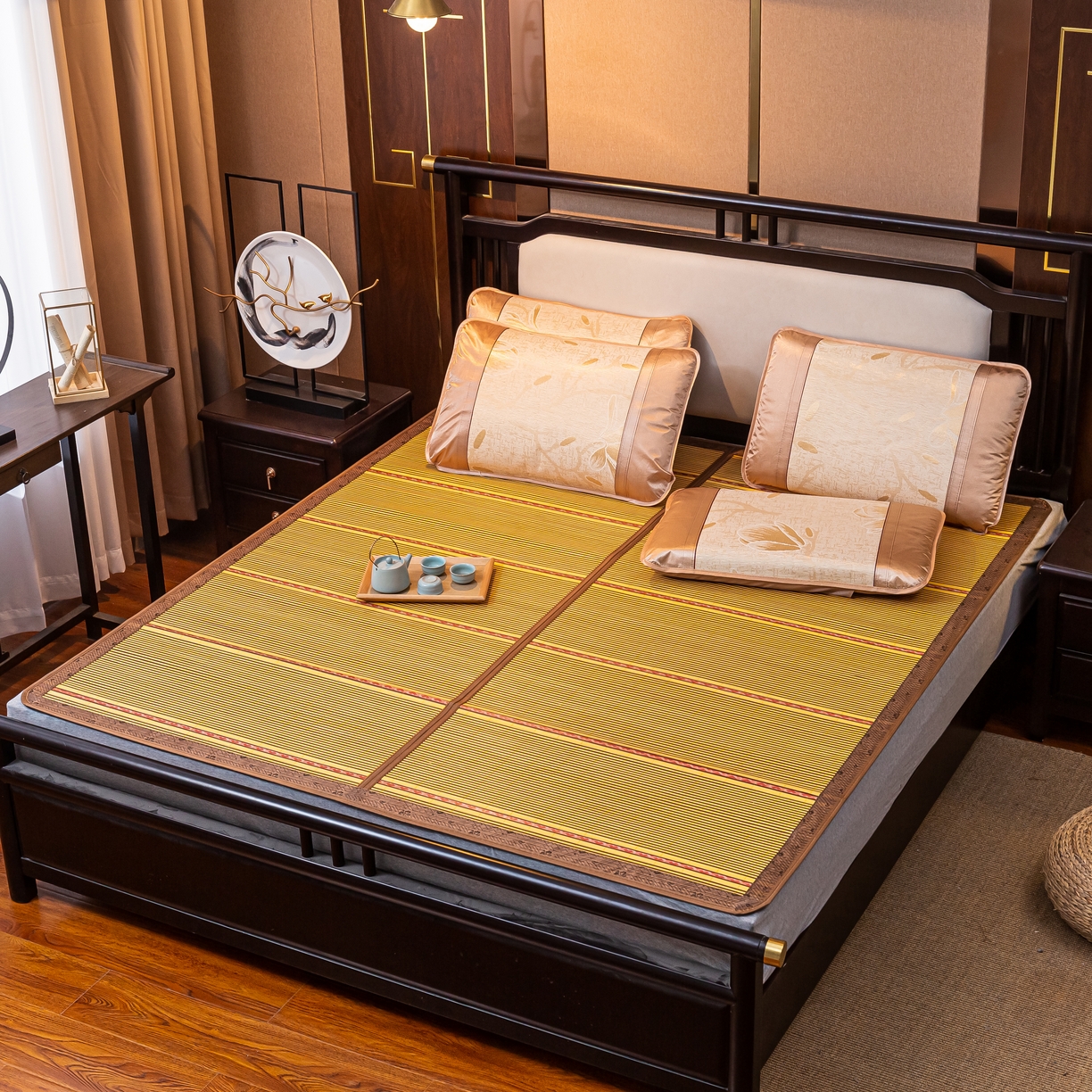 91家纺网 家纺一手货源 找家纺 （总）新月家纺 2023新款金砖木纹席