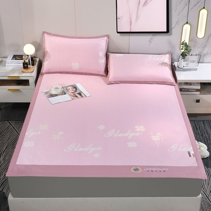 新月家纺 2023新款防滑无纺布牛奶冰丝席 四叶草