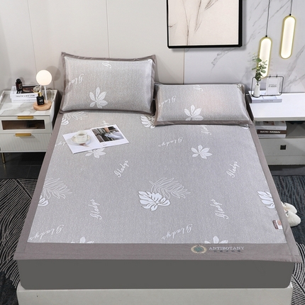 新月家纺 2023新款防滑无纺布牛奶冰丝席 芭蕉叶 咖