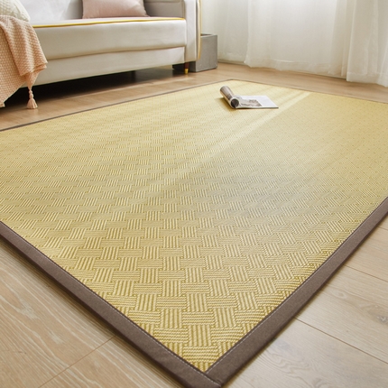 91家纺网 家纺一手货源 找家纺 席佬大 2025新款日式榻榻米冰藤午睡垫爬爬垫凉席约2cm厚 饼干花（黄）