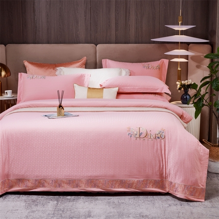 91家纺网 家纺一手货源 找家纺 （总）星尚2023新款100支长绒棉提花绣花四件套-迪奥