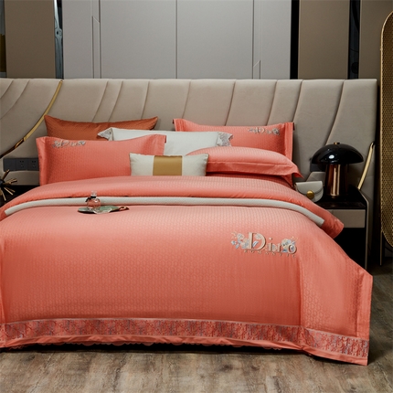 91家纺网 家纺一手货源 找家纺 （总）星尚2023新款100支长绒棉提花绣花四件套-迪奥