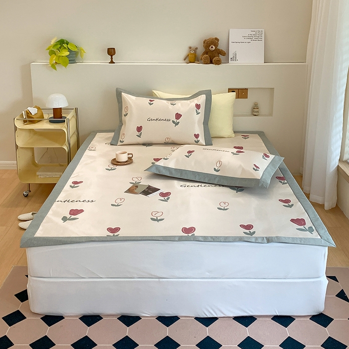 91家纺网 家纺一手货源 找家纺 三味舒屋 2026新款抗菌数码印花冰丝席--小莫奈 床席款