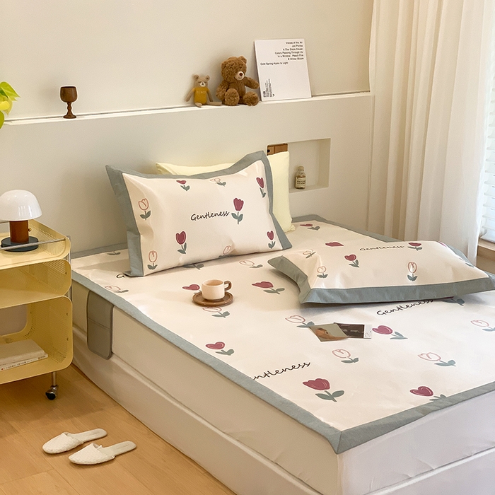 91家纺网 家纺一手货源 找家纺 三味舒屋 2026新款抗菌数码印花冰丝席--小莫奈 床席款