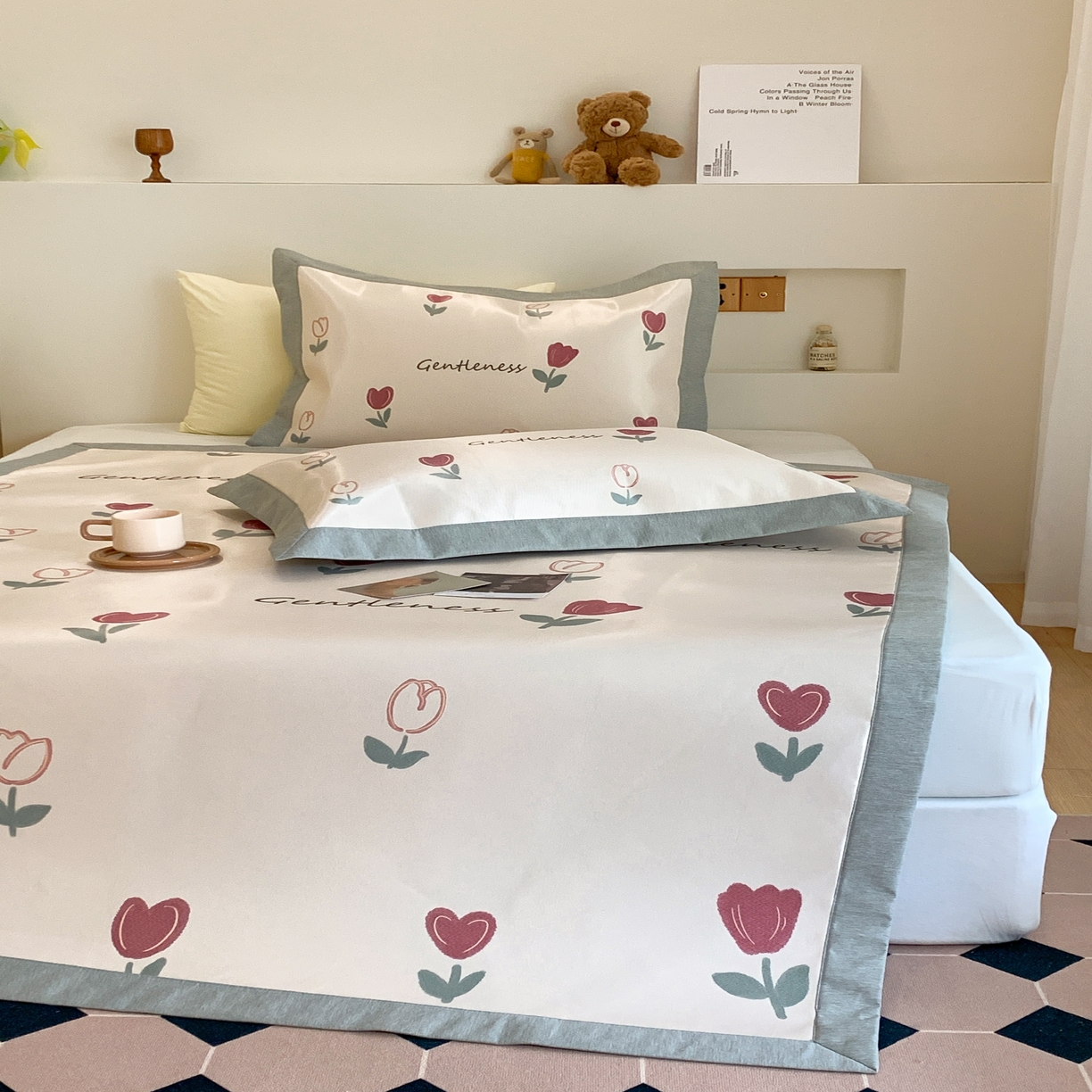 91家纺网 家纺一手货源 找家纺 三味舒屋 2026新款抗菌数码印花冰丝席--小莫奈 床席款