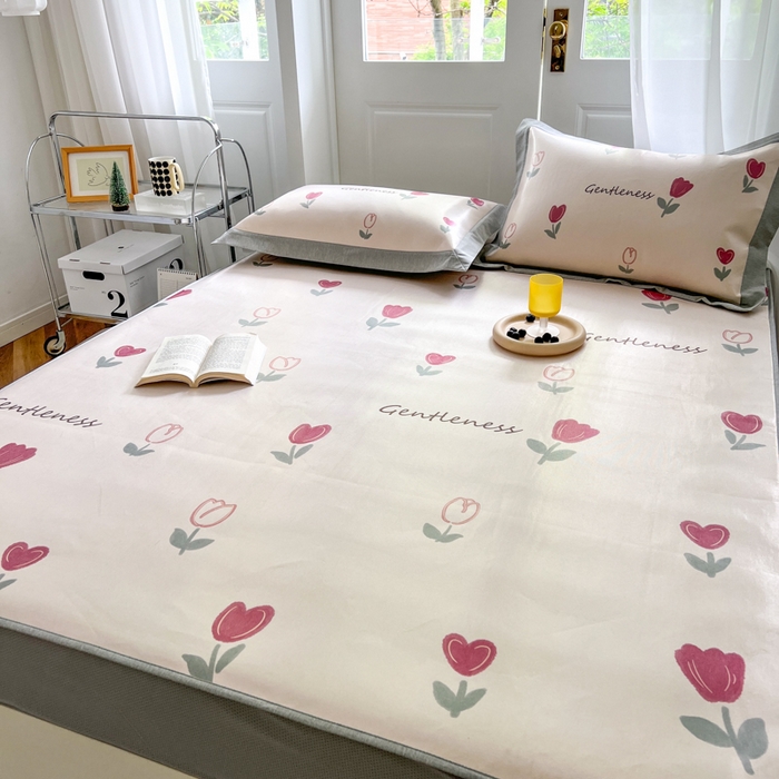 91家纺网 家纺一手货源 找家纺 三味舒屋 2026新款抗菌数码印花冰丝席--小莫奈 床笠款