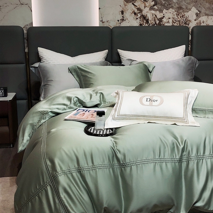 91家纺网 家纺一手货源 找家纺 涞澳 2023新款60支纯色天丝压线系列四件套--云汐系列 云汐-若绿