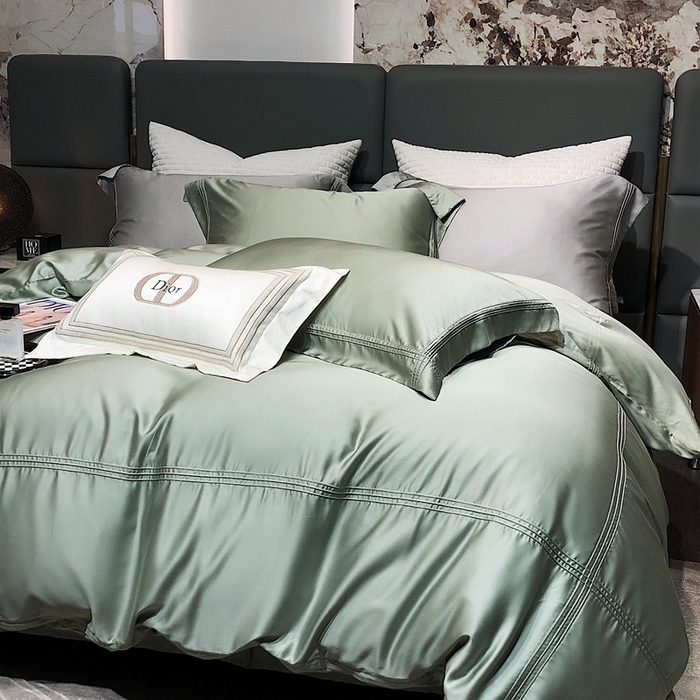 91家纺网 家纺一手货源 找家纺 涞澳 2023新款60支纯色天丝压线系列四件套--云汐系列 云汐-若绿