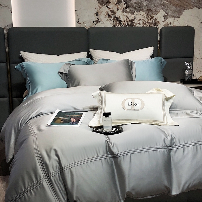 91家纺网 家纺一手货源 找家纺 涞澳 2023新款60支纯色天丝压线系列四件套--云汐系列 云汐-曙光银