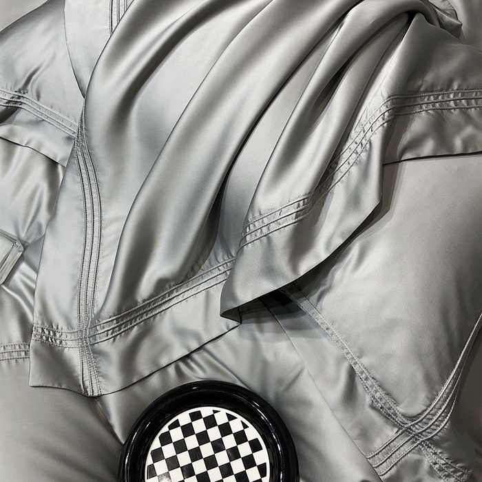 91家纺网 家纺一手货源 找家纺 涞澳 2023新款60支纯色天丝压线系列四件套--云汐系列 云汐-曙光银