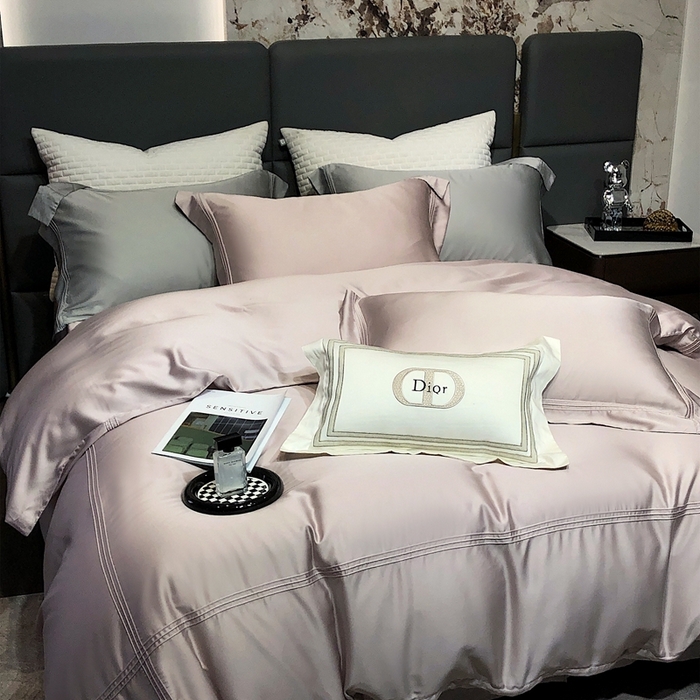 91家纺网 家纺一手货源 找家纺 涞澳 2023新款60支纯色天丝压线系列四件套--云汐系列 云汐-烟粉