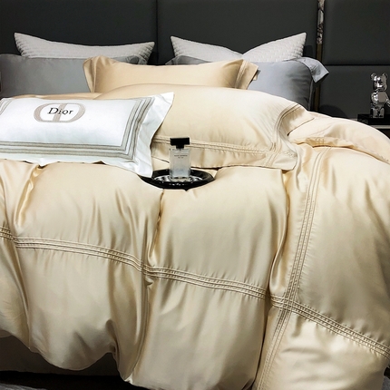 91家纺网 家纺一手货源 找家纺 总 涞澳 2023新款60支纯色天丝压线系列四件套--云汐系列