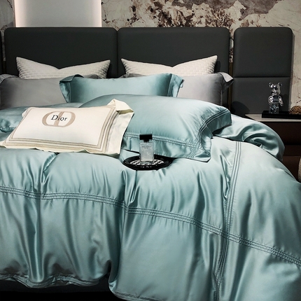 91家纺网 家纺一手货源 找家纺 总 涞澳 2023新款60支纯色天丝压线系列四件套--云汐系列