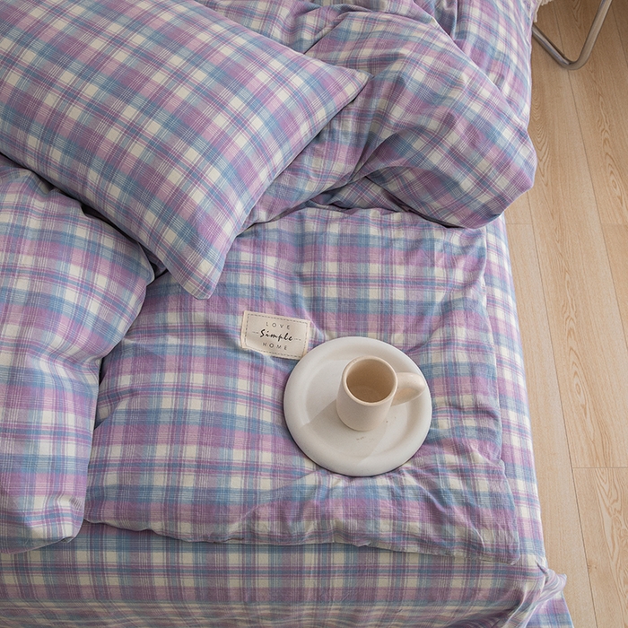 91家纺网 家纺一手货源 找家纺 栩裕纺织2025新款全棉水洗棉学生三件套四件套 贝拉（紫）