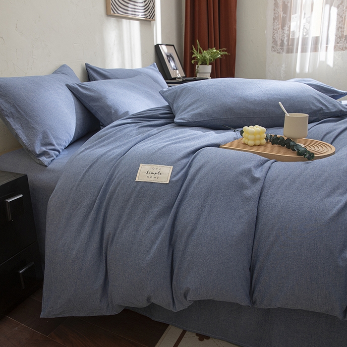 91家纺网 家纺一手货源 找家纺 栩裕纺织2025新款全棉水洗棉学生三件套四件套 牛仔兰