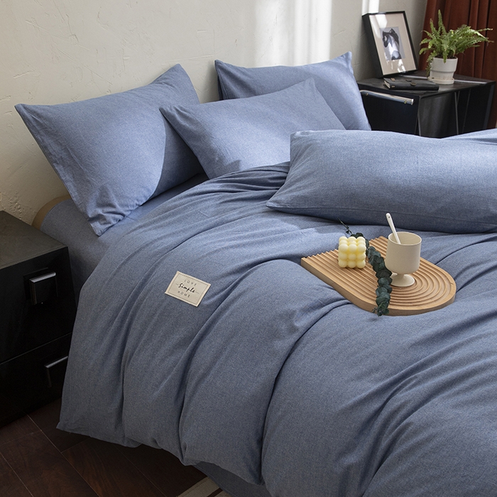 91家纺网 家纺一手货源 找家纺 栩裕纺织2025新款全棉水洗棉学生三件套四件套 牛仔兰