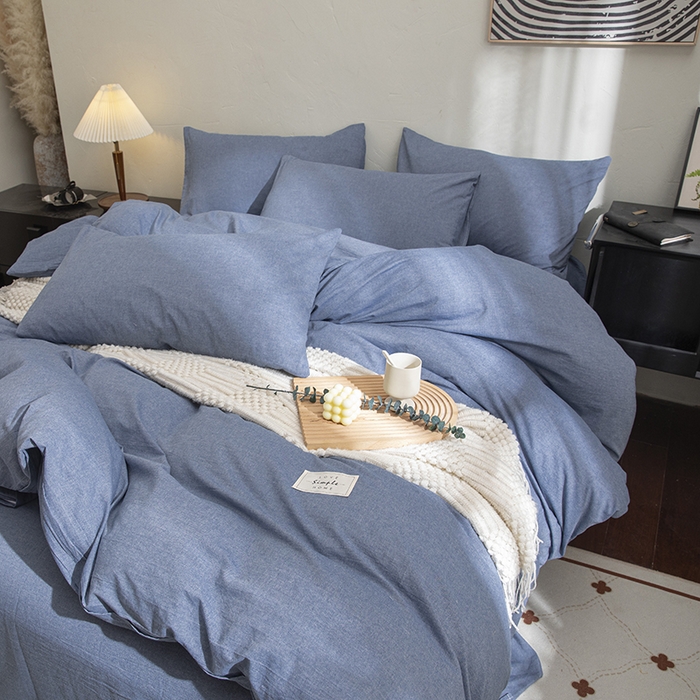 91家纺网 家纺一手货源 找家纺 栩裕纺织2025新款全棉水洗棉学生三件套四件套 牛仔兰