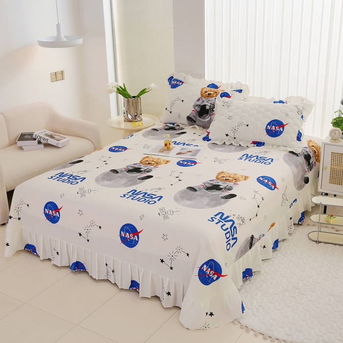 91家纺网 家纺一手货源 找家纺 情煊家纺2023新款全棉夹棉纯色印花单床单款(可定制尺寸) 宇航熊