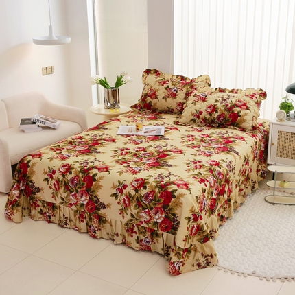 91家纺网 家纺一手货源 找家纺 （总）情煊家纺2023新款全棉夹棉纯色印花单床单款(可定制尺寸)