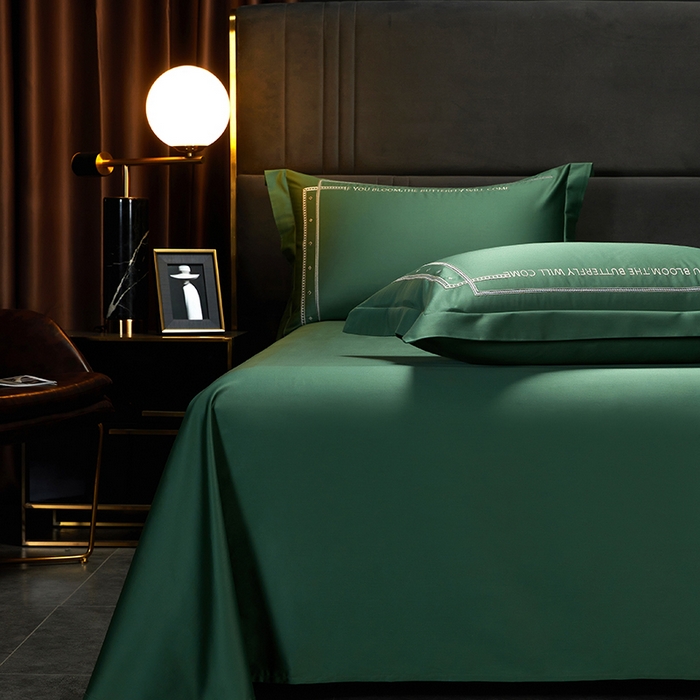 91家纺网 家纺一手货源 找家纺 米多多 2023新款100支新疆长绒棉四件套-光遇 翡翠绿