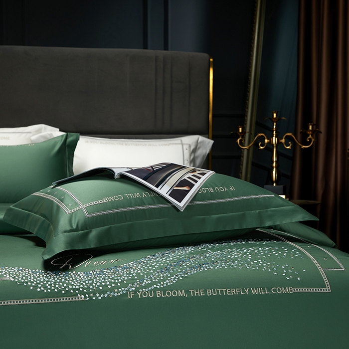 91家纺网 家纺一手货源 找家纺 米多多 2023新款100支新疆长绒棉四件套-光遇 翡翠绿