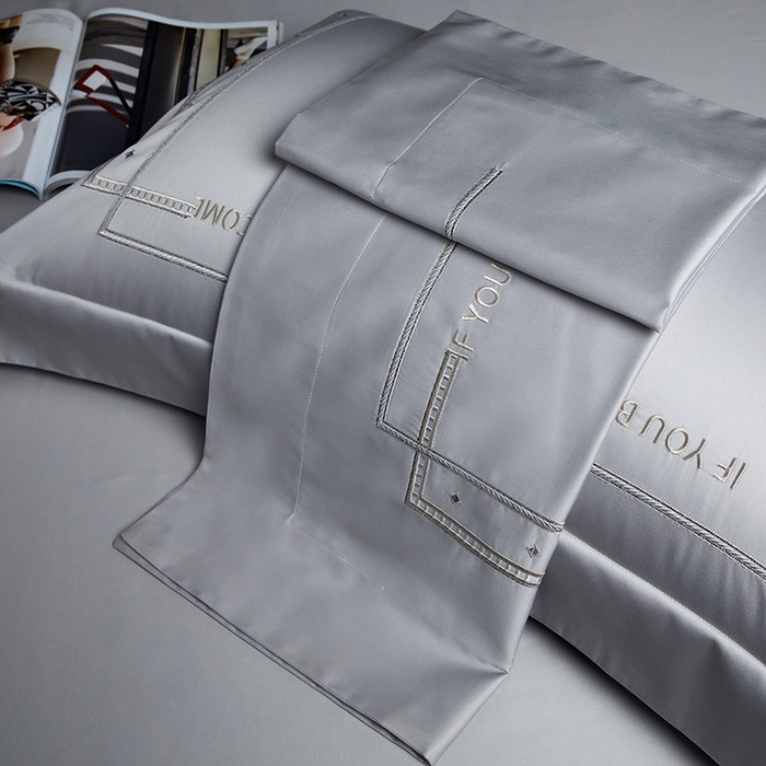 91家纺网 家纺一手货源 找家纺 米多多 2023新款100支新疆长绒棉四件套-光遇 高级灰