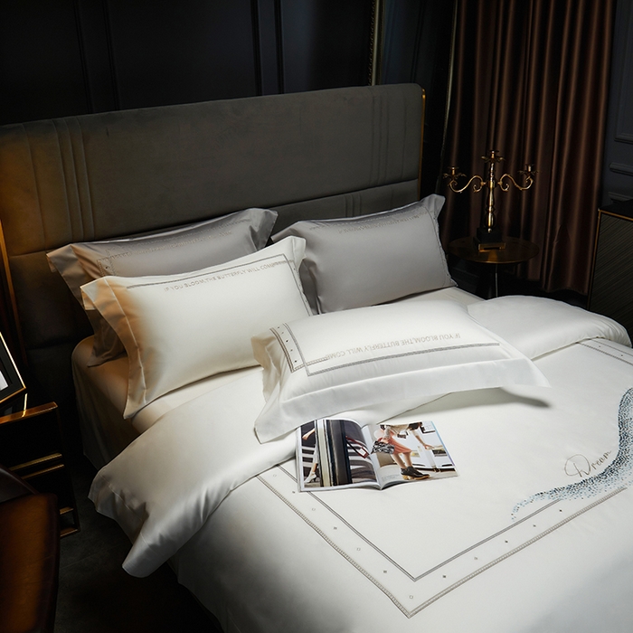 91家纺网 家纺一手货源 找家纺 米多多 2023新款100支新疆长绒棉四件套-光遇 贵族白