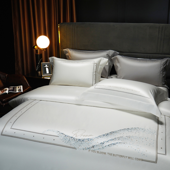 91家纺网 家纺一手货源 找家纺 米多多 2023新款100支新疆长绒棉四件套-光遇 贵族白