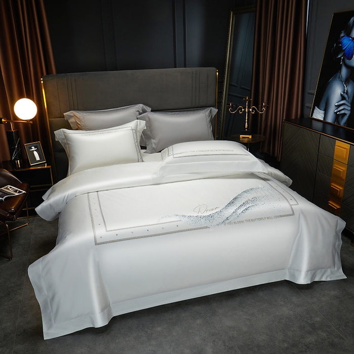 91家纺网 家纺一手货源 找家纺 米多多 2023新款100支新疆长绒棉四件套-光遇 贵族白