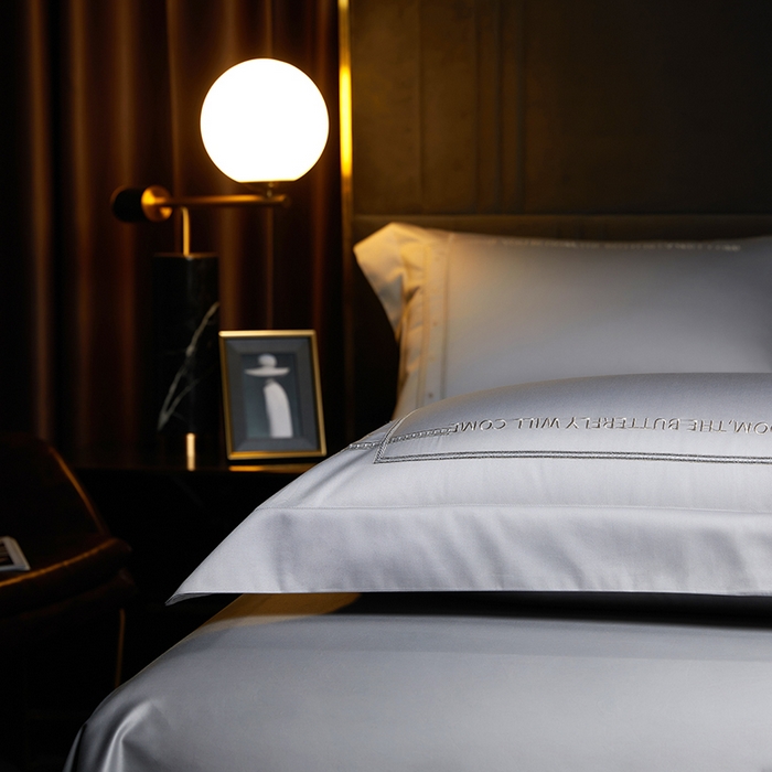 91家纺网 家纺一手货源 找家纺 米多多 2023新款100支新疆长绒棉四件套-光遇 高级灰