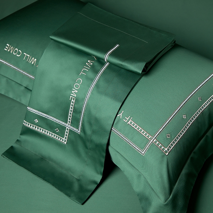 91家纺网 家纺一手货源 找家纺 米多多 2023新款100支新疆长绒棉四件套-光遇 翡翠绿