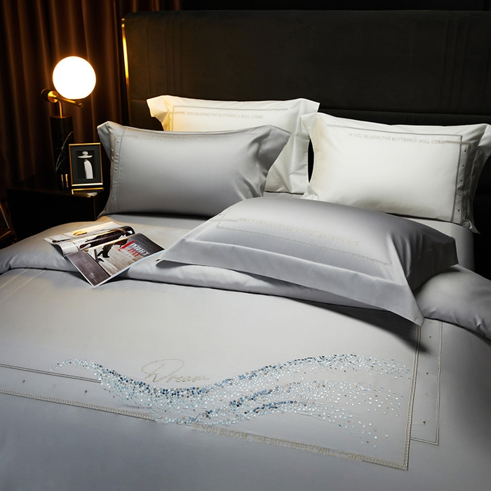 91家纺网 家纺一手货源 找家纺 米多多 2023新款100支新疆长绒棉四件套-光遇 高级灰