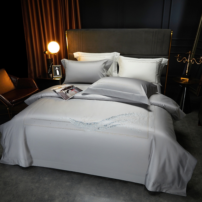 91家纺网 家纺一手货源 找家纺 米多多 2023新款100支新疆长绒棉四件套-光遇 高级灰