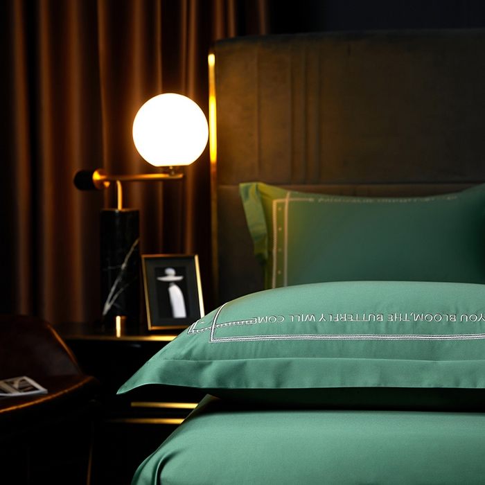 91家纺网 家纺一手货源 找家纺 米多多 2023新款100支新疆长绒棉四件套-光遇 翡翠绿