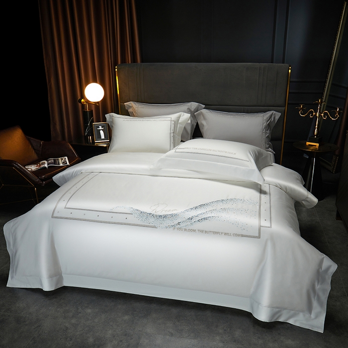 91家纺网 家纺一手货源 找家纺 米多多 2023新款100支新疆长绒棉四件套-光遇 贵族白