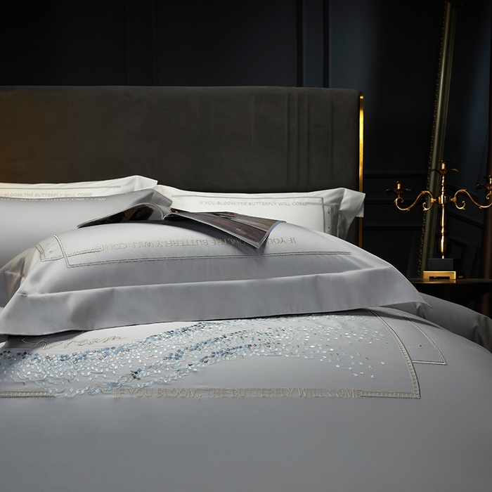 91家纺网 家纺一手货源 找家纺 米多多 2023新款100支新疆长绒棉四件套-光遇 高级灰