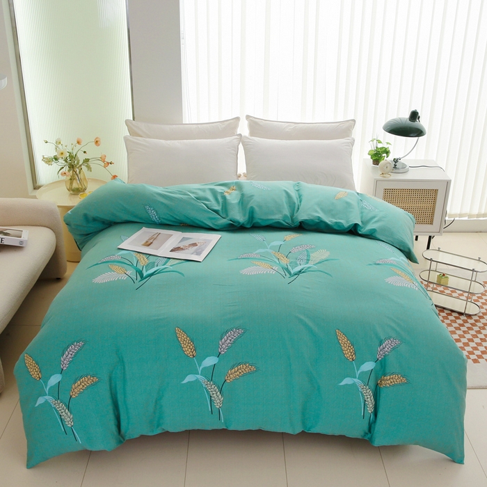 91家纺网 家纺一手货源 找家纺 情煊家纺2023新款全棉夹棉纯色印花单被套款(可定制尺寸) 麦之穗