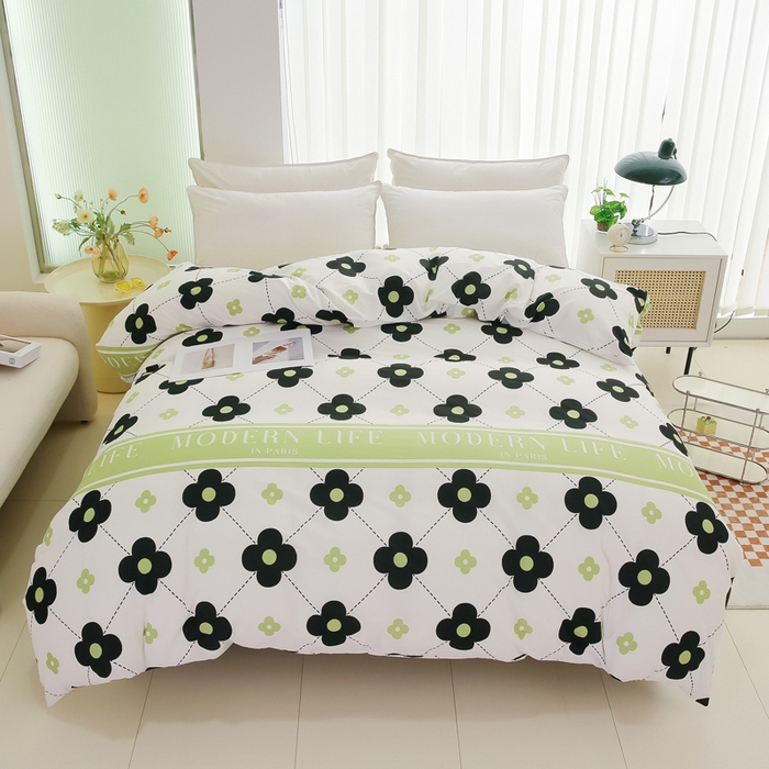 91家纺网 家纺一手货源 找家纺 情煊家纺2023新款全棉夹棉纯色印花单被套款(可定制尺寸) 幸运花园