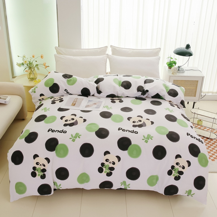 91家纺网 家纺一手货源 找家纺 情煊家纺2023新款全棉夹棉纯色印花单被套款(可定制尺寸) 竹林熊猫