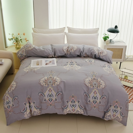 91家纺网 家纺一手货源 找家纺 情煊家纺2023新款全棉夹棉纯色印花单被套款(可定制尺寸) 罗兰灰