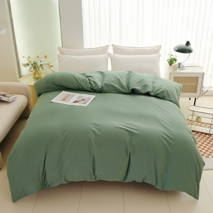 91家纺网 家纺一手货源 找家纺 情煊家纺2023新款全棉夹棉纯色印花单被套款(可定制尺寸) 浅绿