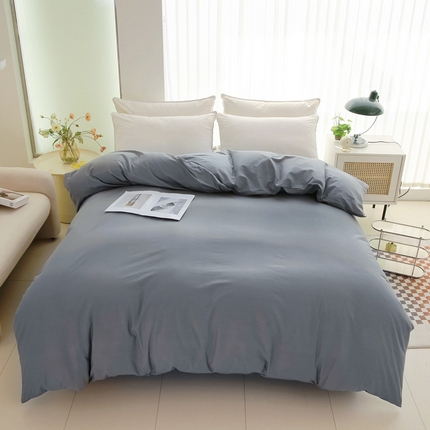 91家纺网 家纺一手货源 找家纺 情煊家纺2023新款全棉夹棉纯色印花单被套款(可定制尺寸) 绅士灰