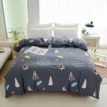 91家纺网 家纺一手货源 找家纺 情煊家纺2023新款全棉夹棉纯色印花单被套款(可定制尺寸) 新叶