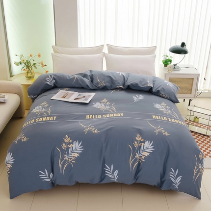 91家纺网 家纺一手货源 找家纺 情煊家纺2023新款全棉夹棉纯色印花单被套款(可定制尺寸) 叶之恋