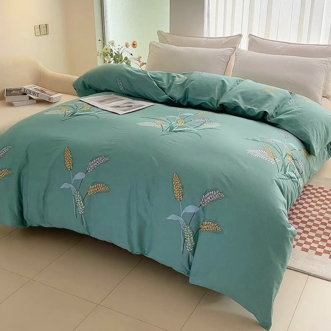 91家纺网 家纺一手货源 找家纺 情煊家纺2023新款全棉夹棉纯色印花单被套款(可定制尺寸) 麦之穗